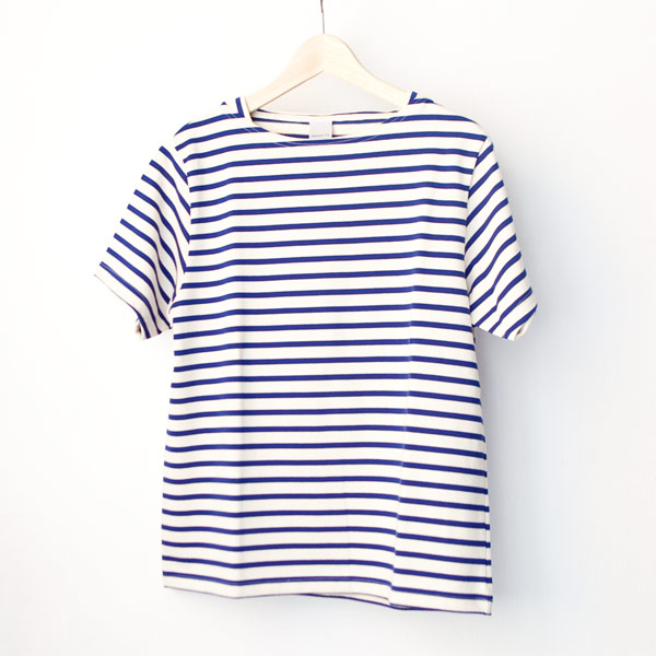 【Men's&Ladies'】ordinary fits オーディナリーフィッツ Basque border shirt : blue × oatmeal バスク ボーダー Tシャツ ブルー オートミール