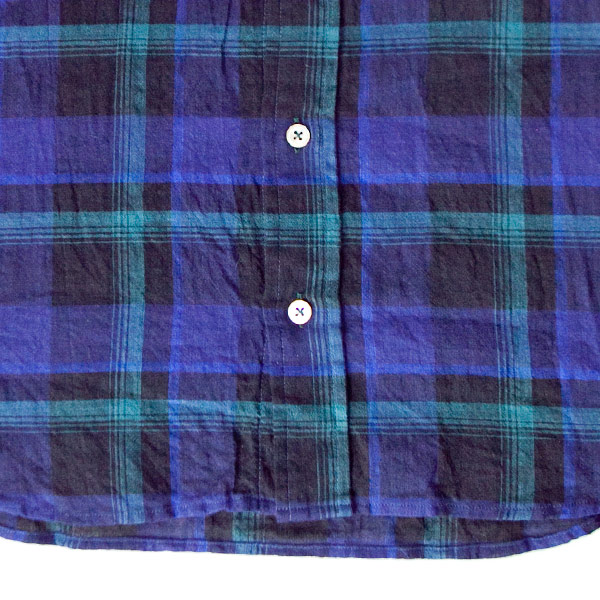 Manual Alphabet マニュアル・アルファベット  Uneven yarn gauze check shirts : green  ムラ糸 ガーゼ チェック 半袖 シャツ グリーン