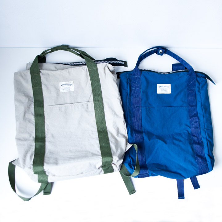 WONDER BAGGAGE ワンダーバゲージ Relax sack tote 2 : beige × forest リラックスザックトート2