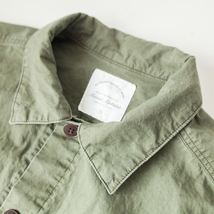Manual Alphabet マニュアル アルファベット Sulfide dyed weather military shirt : olive 硫化染めウェザーミリタリーシャツ : オリーブ