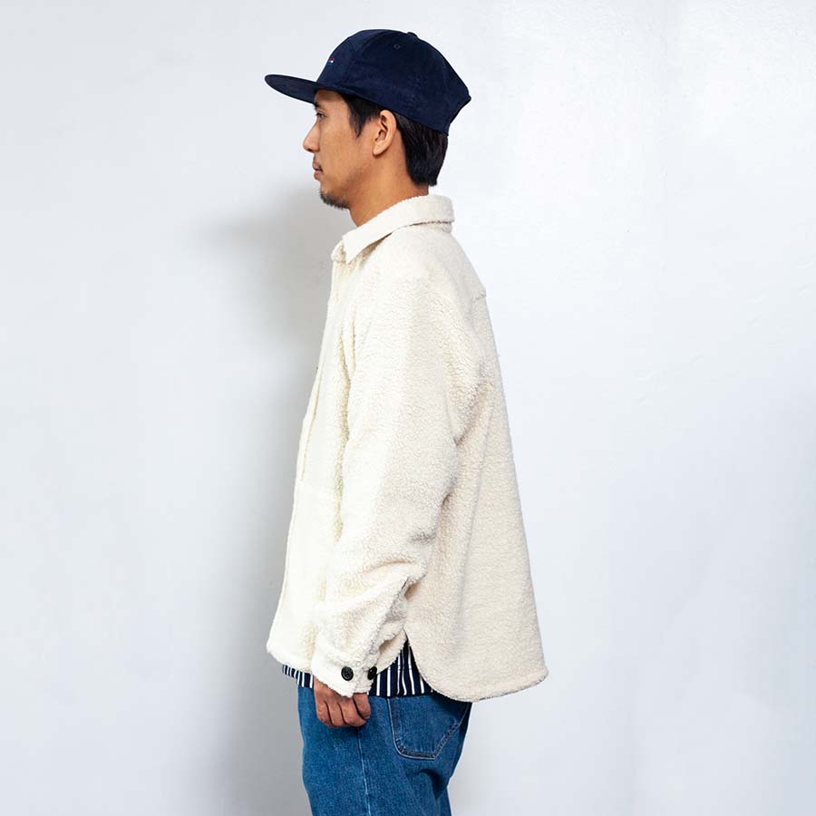 nanamica / ナナミカ CPO pile jacket シーピーオージャケット オフホワイト ポケットの白テープ 正面